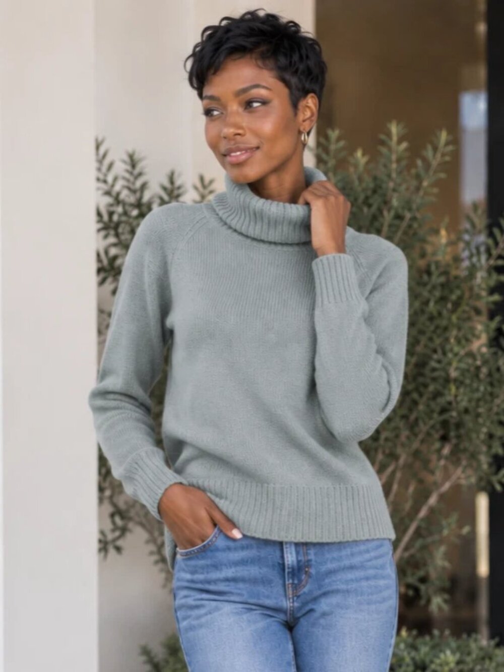 TSE Aqua Blue Turquoise 100% Cashmere Turtleneck Sweater S Small Lightweight